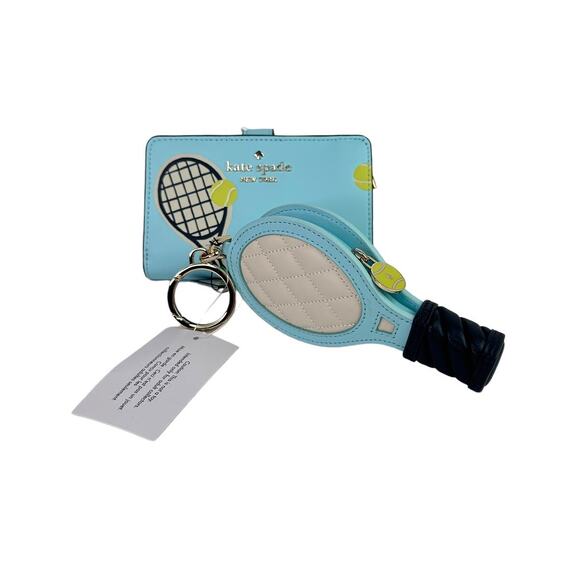 Kate Spade Grand Slam Tennis Wallet and 3D Tennis Racquet Coin Purse - Picture 1 of 12